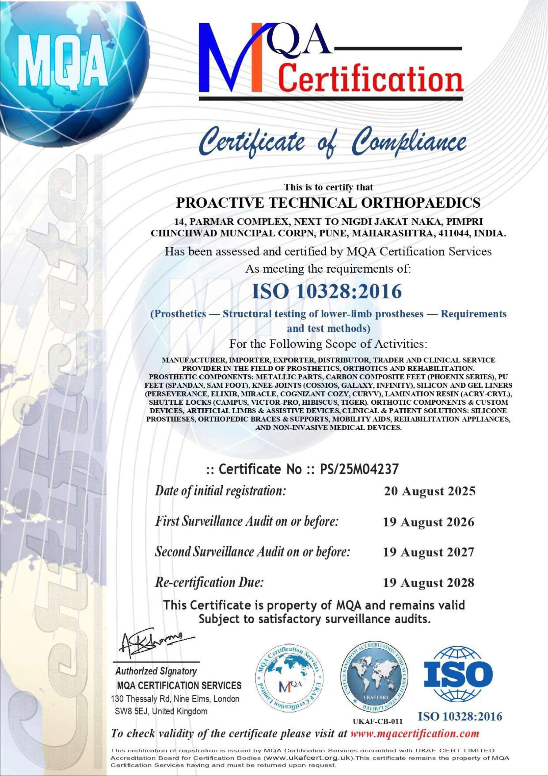 ISO 10328-2016 proactive technical orthopaedics